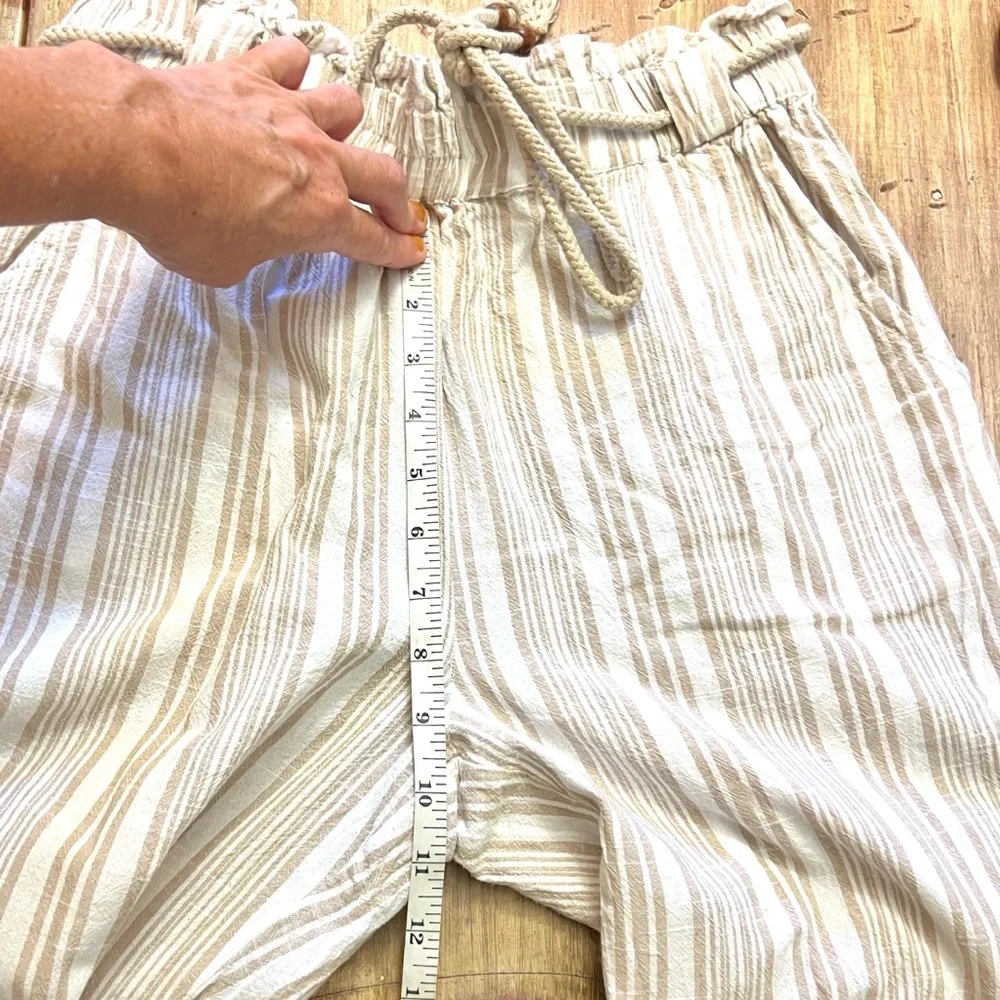 Deja Bleu,Linen Blend Striped Drawstring Pants Coastal Resort Beach Chic Size M - Picture 6 of 8